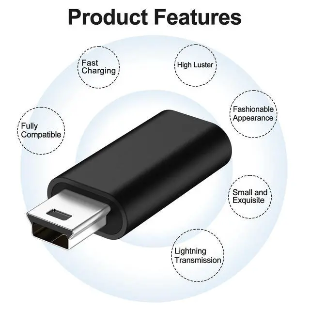 Alt view image 4 of 7 - 3 Pack USB C to Mini USB Adapter, Type C Female to Mini USB 2.0 Male Convert Connector Support Charge & Data Sync Compatible GoPro Hero 3+, MP3 Players, Dash Cam, Digital Camera, Receiver
