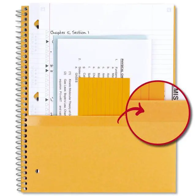 Alt view image 5 of 6 - Spiral Notebook + Study App, 5 Subject, College Ruled Paper, Fights Ink Bleed, Water Resistant Cover, 8-1/2" x 11", 200 Sheets, Color Will Vary (06208)