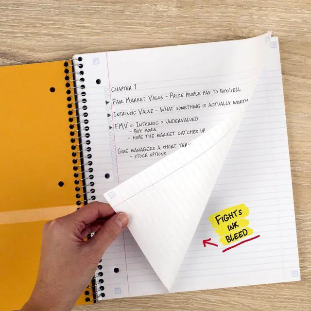 Alt view image 4 of 7 - Spiral Notebook + Study App, 5 Subject, College Ruled Paper, 8-1/2" x 11", 200 Sheets, Fights Ink Bleed, Water Resistant Cover, Black (72081)