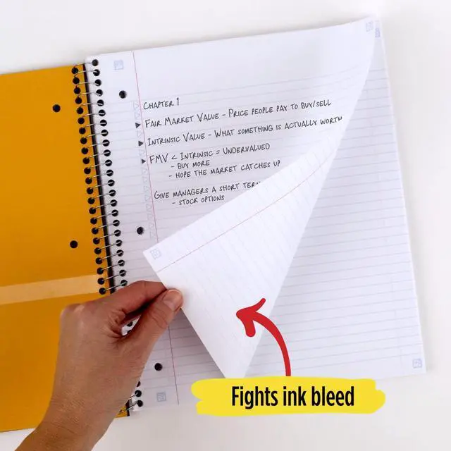 Alt view image 2 of 6 - Spiral Notebook + Study App, 3 Subject, College Ruled Paper, 8-1/2" x 11", 150 Sheets, Fights Ink Bleed, Water Resistant Cover, Amethyst Purple (38746)