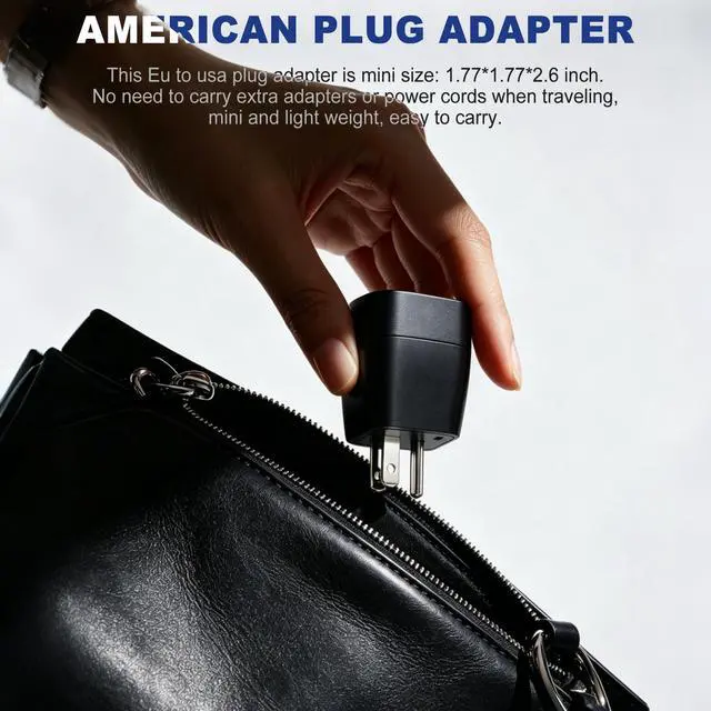 Alt view image 5 of 7 - 2 Pack European to US Plug Adapter, Europe to US Adapter, Europe to USA Travel Plug Converter, for EU Spain France Type C E F Plugs to America (Black)