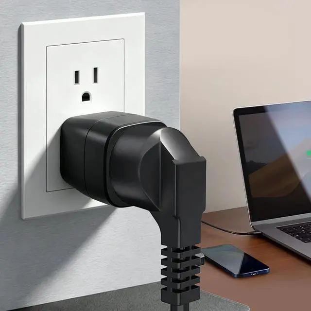 Alt view image 6 of 7 - 2 Pack European to US Plug Adapter, Europe to US Adapter, Europe to USA Travel Plug Converter, for EU Spain France Type C E F Plugs to America (Black)