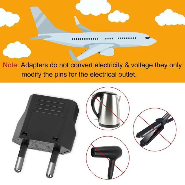 Alt view image 4 of 7 - 6 Pack US to Europe Plug Adapter, Type C European Travel Adapter, Outlet Wall Power Converter (Black)