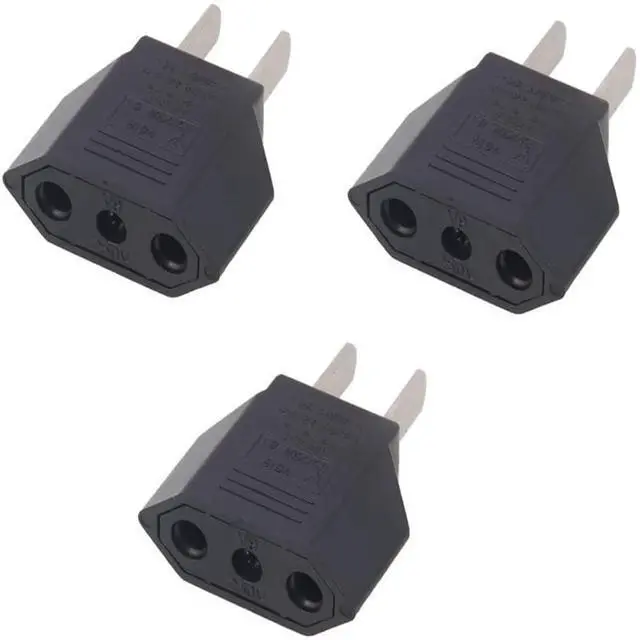 Main image of GRLRCR EU Europe to US USA America Travel Plug Adapter AC Outlet Power Converter Black 3 Pack