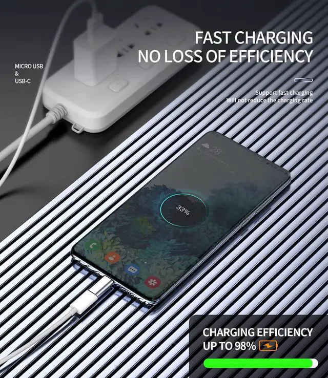 Alt view image 3 of 7 - Micro USB Female to USB C Male(3pack) Adapter Android Port Charge Cable to Type-C Charging Converter for Pixel 5XL LG Compatible for Samsung Galaxy Note S10 S20 S21 Ipad Pro Air4 Cord Connector