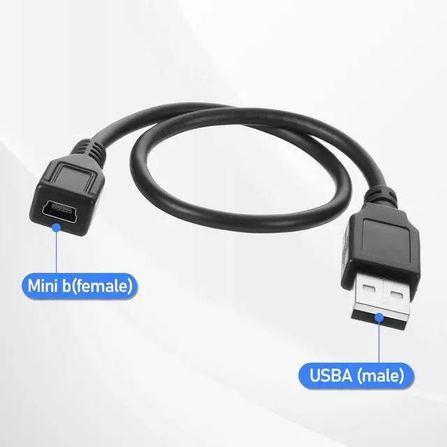 Alt view image 3 of 7 - 2Pcs 11.4inch 5pin Mini b Female to USB A Male Cable Adapter Cables Supports Data Transfer Cable Mini USB Adapter