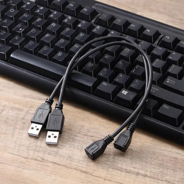 Alt view image 4 of 7 - 2Pcs 11.4inch 5pin Mini b Female to USB A Male Cable Adapter Cables Supports Data Transfer Cable Mini USB Adapter