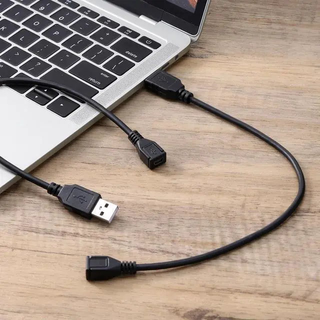 Alt view image 6 of 7 - 2Pcs 11.4inch 5pin Mini b Female to USB A Male Cable Adapter Cables Supports Data Transfer Cable Mini USB Adapter