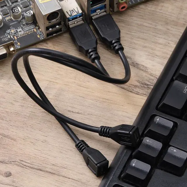 Alt view image 7 of 7 - 2Pcs 11.4inch 5pin Mini b Female to USB A Male Cable Adapter Cables Supports Data Transfer Cable Mini USB Adapter