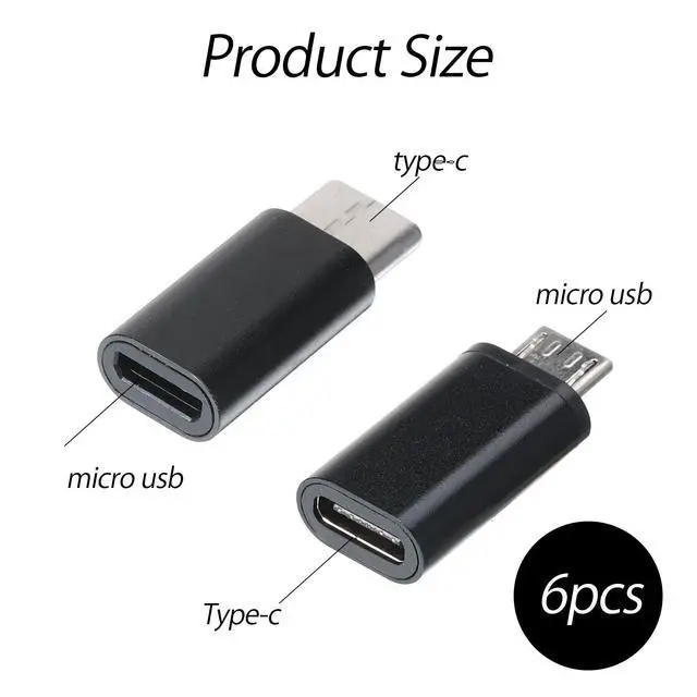 Alt view image 2 of 7 - 3 Micro USB Male to USB C Female & 3 Type C Male to Micro USB-Female, Support Charge Data Sync Compatible with Phones Tablets