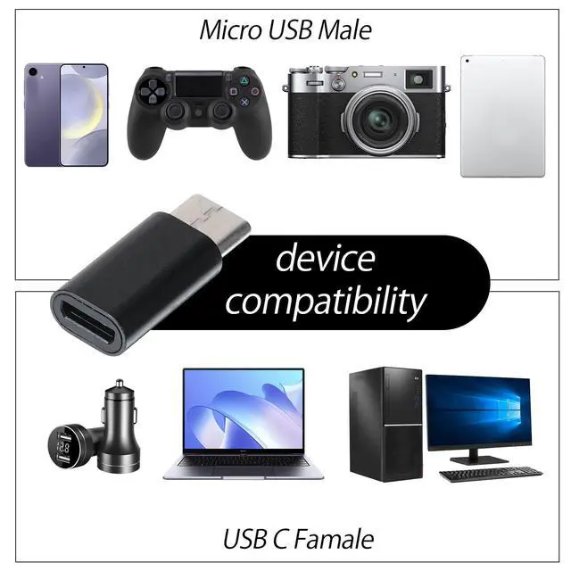 Alt view image 6 of 7 - 3 Micro USB Male to USB C Female & 3 Type C Male to Micro USB-Female, Support Charge Data Sync Compatible with Phones Tablets