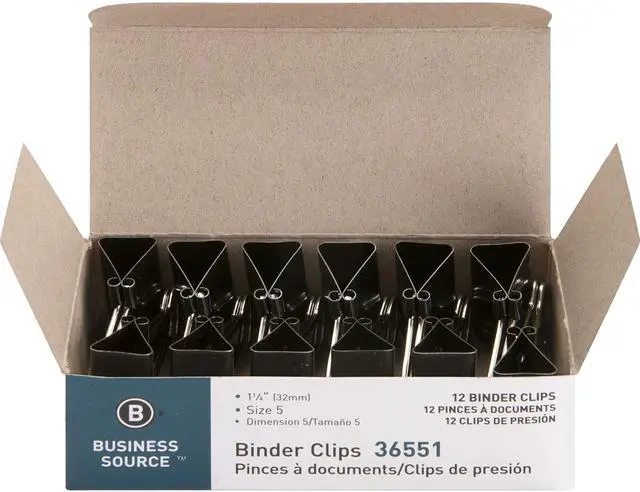 Main image of Medium Binder Clips, Fold-back, 0.63" Capacity, Steel, 12 Count