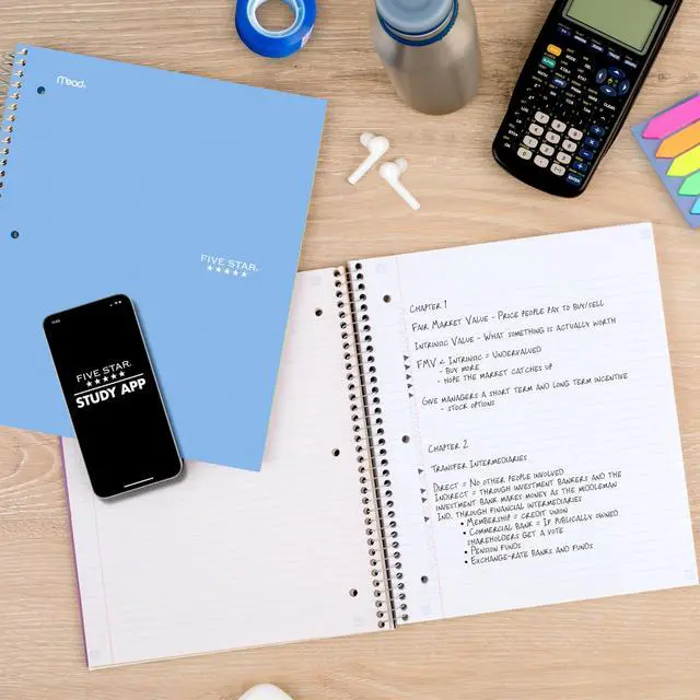 Alt view image 4 of 7 - Spiral Notebook + Study App, 1 Subject, College Ruled Paper, 8.5" x 11", 100 Sheets, Blue (Color May Vary) (72565)