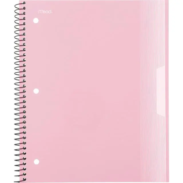 Alt view image 2 of 7 - Spiral Notebook, 1 Subject, Wide Ruled Paper, Plastic Cover, 8" x 10-1/2", 100 Sheets, Pastel Pink (930092B)