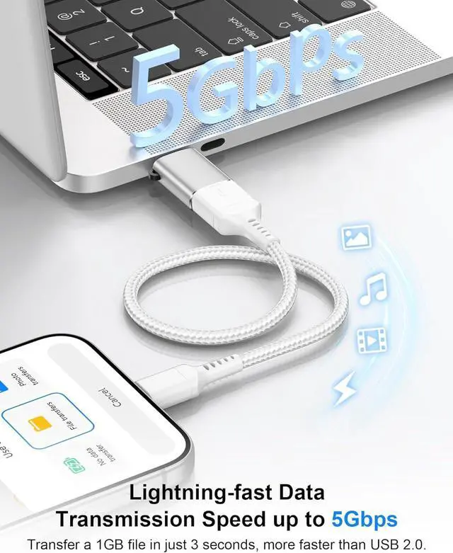 Alt view image 2 of 7 - USB-A to USB-C Adapter, 2Pack USB C Male to USB 3.0 Female OTG Adapter, Up to 5Gbps High Speed Data Sync&fast Charging Type C to USB Converter Adapter for Apple MacBook, iPhone 17 16 15, iPad, Samsung