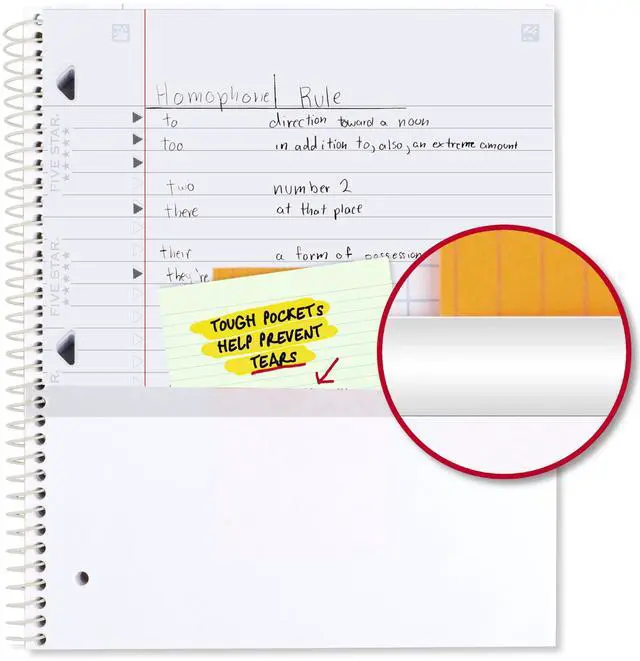 Alt view image 5 of 7 - Spiral Notebook + Study App, 1 Subject, Wide Ruled, 8" x 10-1/2", 80 Sheets, Fights Ink Bleed, Water Resistant Cover, Pastel Doodles (930212F-ECM)