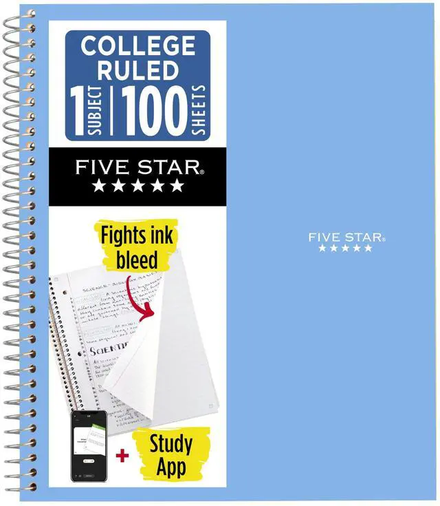 Main image of Spiral Notebook + Study App, 1 Subject, College Ruled Paper, 8.5" x 11", 100 Sheets, Blue (Color May Vary) (72565)