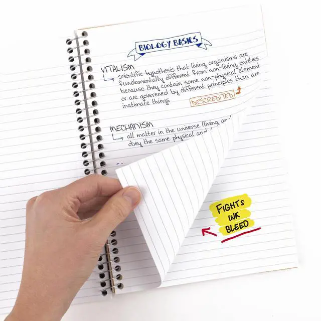 Alt view image 3 of 7 - Spiral Notebook, 2 Subject, College Ruled Paper, 6" x 9-1/2", 80 Sheets, Fights Ink Bleed, Water Resistant Cover, Gray (840029AA3-ECM)