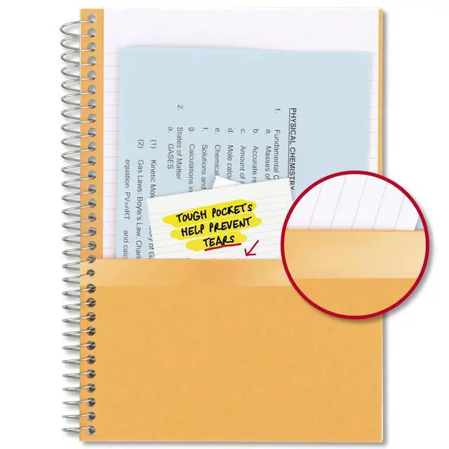 Alt view image 4 of 7 - Spiral Notebook, 2 Subject, College Ruled Paper, 6" x 9-1/2", 80 Sheets, Fights Ink Bleed, Water Resistant Cover, Gray (840029AA3-ECM)