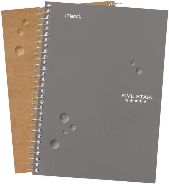 Alt view image 5 of 7 - Spiral Notebook, 2 Subject, College Ruled Paper, 6" x 9-1/2", 80 Sheets, Fights Ink Bleed, Water Resistant Cover, Gray (840029AA3-ECM)
