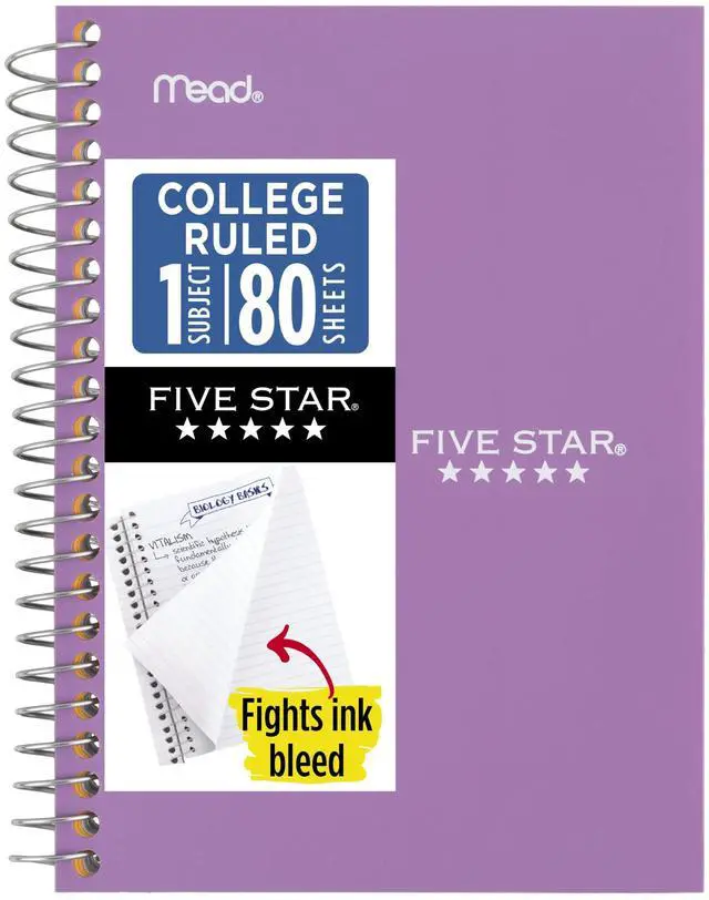 Main image of Spiral Notebook, 1 Subject, College Ruled Paper, 4-3/8" x 7", Personal Size, 80 Sheets, Fights Ink Bleed, Water Resistant Cover, Amethyst Purple (450048CF1-ECM)