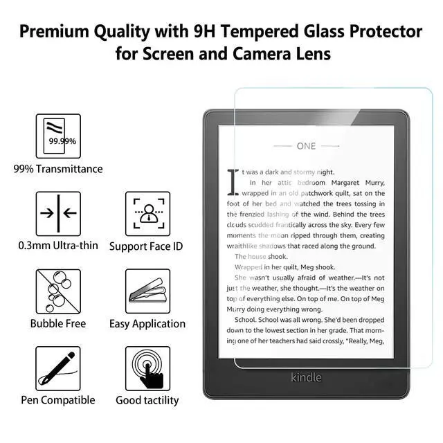 Alt view image 2 of 5 - Screen Protector for 6.8'' Kindle Paperwhite 11th Generation 2021&Kindle Paperwhite Signature Edition,9H Tempered Glass Film for Kindle,HD Clear,Bubble Free,Scratch-Proof,Case Friendly-2 Pack