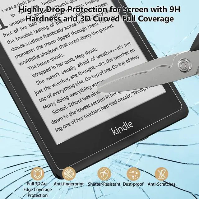 Alt view image 3 of 5 - Screen Protector for 6.8'' Kindle Paperwhite 11th Generation 2021&Kindle Paperwhite Signature Edition,9H Tempered Glass Film for Kindle,HD Clear,Bubble Free,Scratch-Proof,Case Friendly-2 Pack
