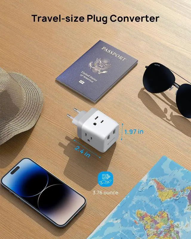 Alt view image 5 of 6 - European Travel Plug Adapter - International Power Adapter Converter for Europe with 3 Outlets 2 USB, Europe to US Type C Adaptor for Italy Germany France Spain, Cruise Travel Essentials