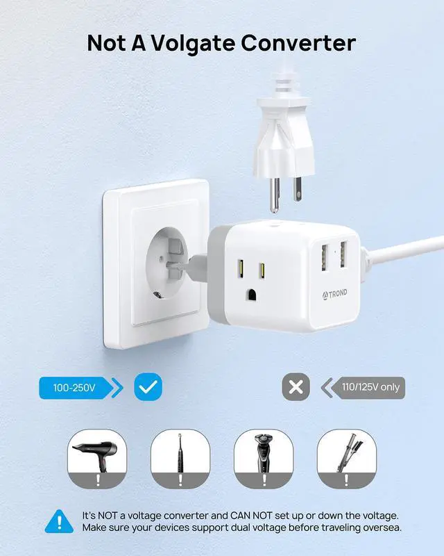 Alt view image 6 of 6 - European Travel Plug Adapter - International Power Adapter Converter for Europe with 3 Outlets 2 USB, Europe to US Type C Adaptor for Italy Germany France Spain, Cruise Travel Essentials