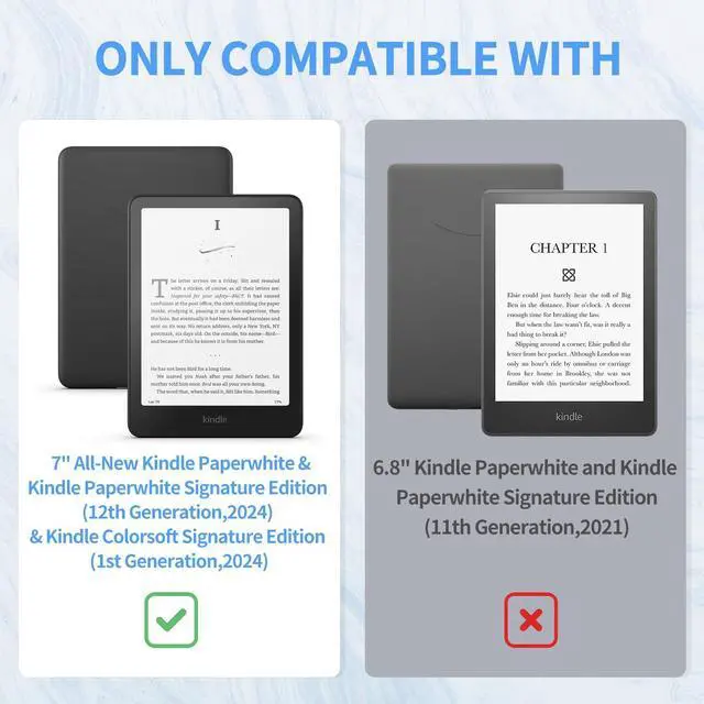 Alt view image 2 of 7 - New Kindle Paperwhite 2024 Case 7" (12th Gen) & Kindle Colorsoft Signature Edition Case, Sanyetral Slim PU Leather Cover with Soft TPU Back and Auto Sleep/Wake, Not for Remarkable Kobo -Light Blue
