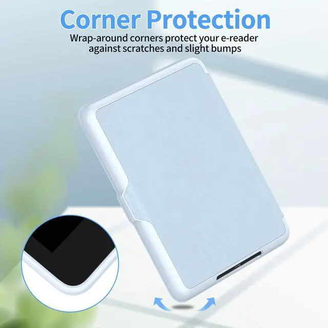 Alt view image 4 of 7 - New Kindle Paperwhite 2024 Case 7" (12th Gen) & Kindle Colorsoft Signature Edition Case, Sanyetral Slim PU Leather Cover with Soft TPU Back and Auto Sleep/Wake, Not for Remarkable Kobo -Light Blue