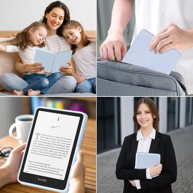 Alt view image 7 of 7 - New Kindle Paperwhite 2024 Case 7" (12th Gen) & Kindle Colorsoft Signature Edition Case, Sanyetral Slim PU Leather Cover with Soft TPU Back and Auto Sleep/Wake, Not for Remarkable Kobo -Light Blue