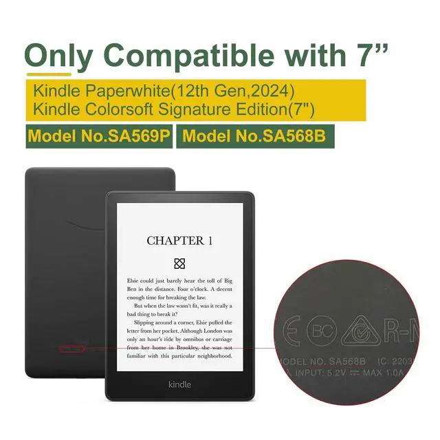 Alt view image 2 of 6 - Case for 7" Kindle Paperwhite 12th Gen 2024 & Kindle Colorsoft Signature Edition, Clear Back Shell with PU Leather Cover, Auto Sleep/Wake, Oat Coffee