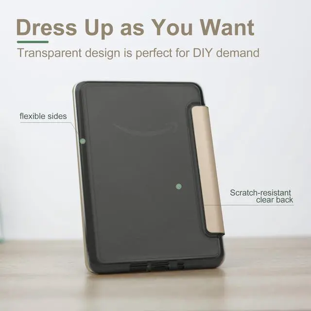 Alt view image 4 of 6 - Case for 7" Kindle Paperwhite 12th Gen 2024 & Kindle Colorsoft Signature Edition, Clear Back Shell with PU Leather Cover, Auto Sleep/Wake, Oat Coffee
