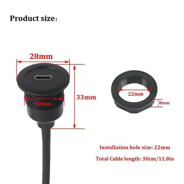Alt view image 5 of 6 - USB3.0 Male to USB-C Female Converter Adapter, USB-A to Type C Extension Cable Support Data Transfering and Charging for Car Dashboard Desktop(12 Inch)