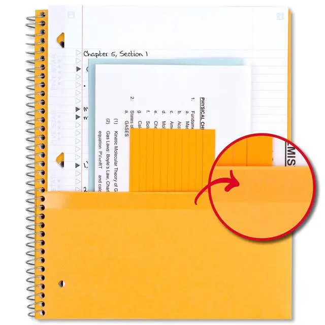Alt view image 4 of 7 - Spiral Notebook + Study App, 2 Pack, 3 Subject, College Ruled Paper, 8-1/2" x 11", 150 Sheets, Fights Ink Bleed, Water Resistant Cover, Black, Green (820191)