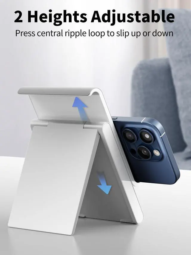 Alt view image 5 of 7 - Adjustable Tablet Stand Holder Portable Foldable Desktop Stand Dock Compatible for iPad, iPhone, Nintendo Switch, Samsung Galaxy and Kindle Fire Tablets Gray