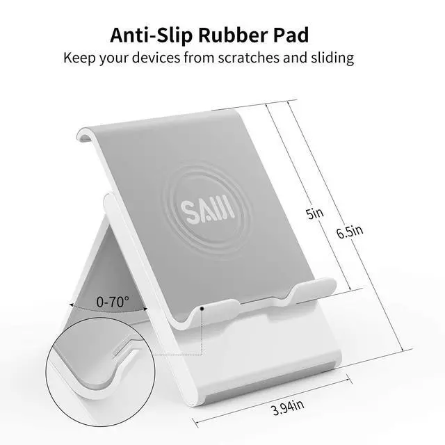 Alt view image 4 of 7 - Adjustable Tablet Stand Holder Portable Foldable Desktop Stand Dock Compatible for iPad, iPhone, Nintendo Switch, Samsung Galaxy and Kindle Fire Tablets Gray