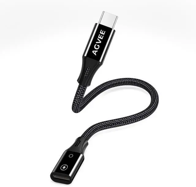 Main image of 2 Pack 4 inch Lightning Female to USB C Male PD Adapter, 27W Fast Charger Charging Comverter for iPhone 15 16 Plus Pro Max Carplay, Samsung S25 S24 S23 S22, Not for Audio, Black
