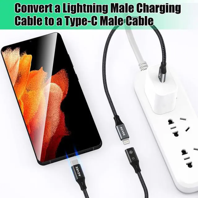 Alt view image 3 of 7 - 2 Pack 4 inch Lightning Female to USB C Male PD Adapter, 27W Fast Charger Charging Comverter for iPhone 15 16 Plus Pro Max Carplay, Samsung S25 S24 S23 S22, Not for Audio, Black