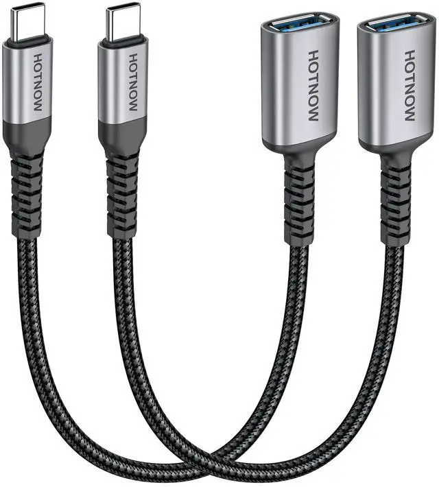 Main image of USB Female to USB C Male Cable 1FT 2Pack,USB C to USB A Adapter OTG Adapter Cable 10Gbps Compatible with MacBook Pro/Air, iPhone 17/16/15/Pro Max/Pro, Samsung Galaxy S25/S24/S23