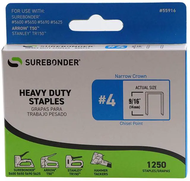 Main image of 55916 Heavy Duty 9/16-Inch Length Staples, Arrow T50 Type, 1250 Count