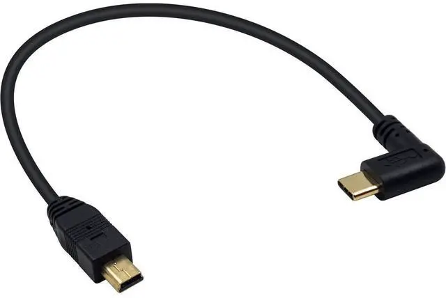 Main image of Mini USB to USB C Cable, Right Angled USB C to Mini USB Male to Male Converter Cable Cord for Digital Camera and More 9.5inch/25cm