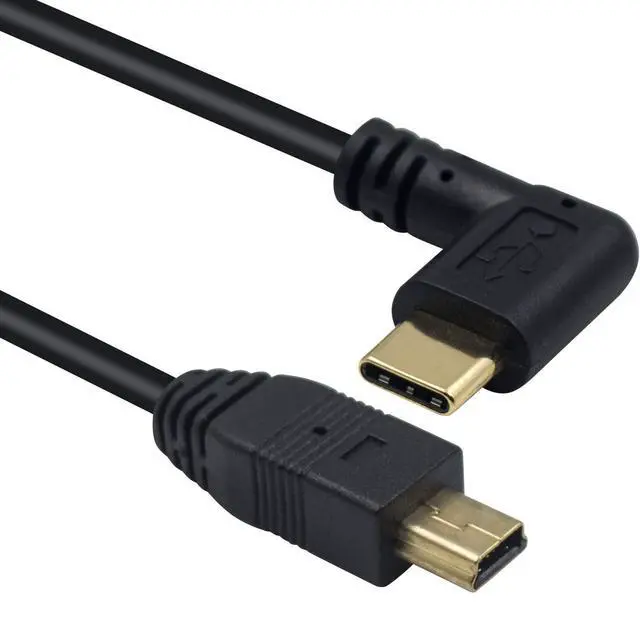 Alt view image 2 of 6 - Mini USB to USB C Cable, Right Angled USB C to Mini USB Male to Male Converter Cable Cord for Digital Camera and More 9.5inch/25cm