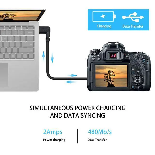 Alt view image 5 of 6 - Mini USB to USB C Cable, Right Angled USB C to Mini USB Male to Male Converter Cable Cord for Digital Camera and More 9.5inch/25cm
