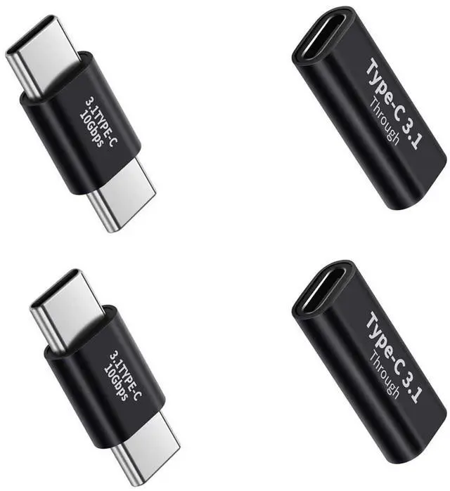Main image of 4 Pack USB-C to USB-C Adapter Combo, 10Gbps Type C Male to Male & Female Coupler, Supports 100W Fast Charge, 4K Display, Universal Compatibility for MacBook, iPad, iPhone, and Laptops