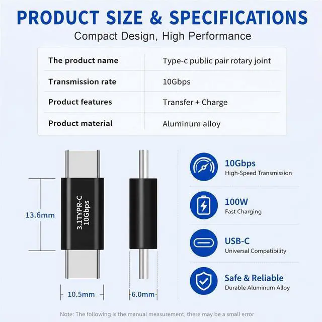 Alt view image 5 of 7 - 4 Pack USB-C to USB-C Adapter Combo, 10Gbps Type C Male to Male & Female Coupler, Supports 100W Fast Charge, 4K Display, Universal Compatibility for MacBook, iPad, iPhone, and Laptops