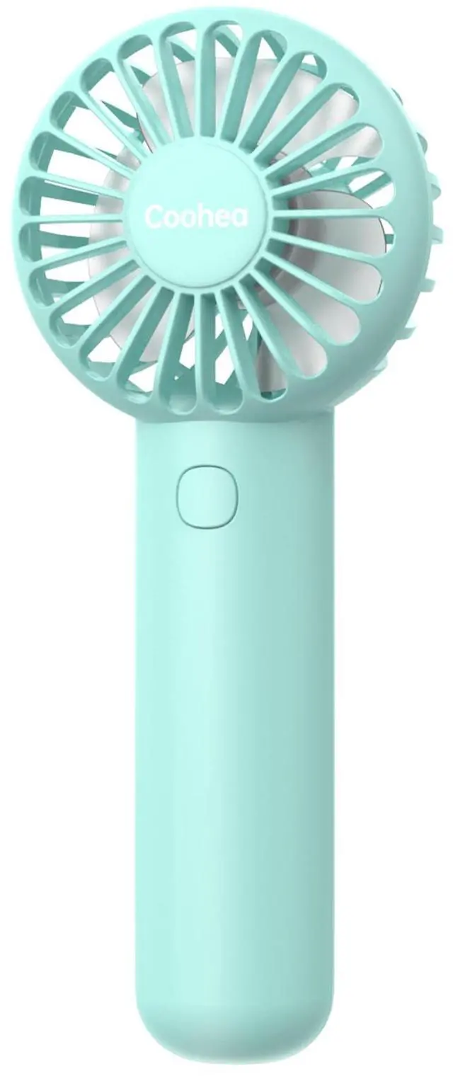 Main image of Mini Handheld Fan, Small Cute Design, 3 Powerful Speeds, USB Rechargeable Battery Operated, Portable Personal Fan with Base & Lanyard, for Eyelash Makeup Travel Beach Office Desk, Blue