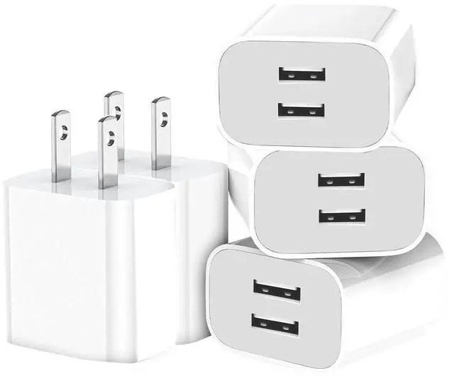 Main image of USB Wall Charger,5 Pack Dual Port Plug Adapter for Wall Outlet Charging Block,USB Power Adapter for iPhone 14/13/12/11 Pro/Pro Max,XS/XR/X,Galaxy,Pixel, Moto and Android Phones (Off-White)