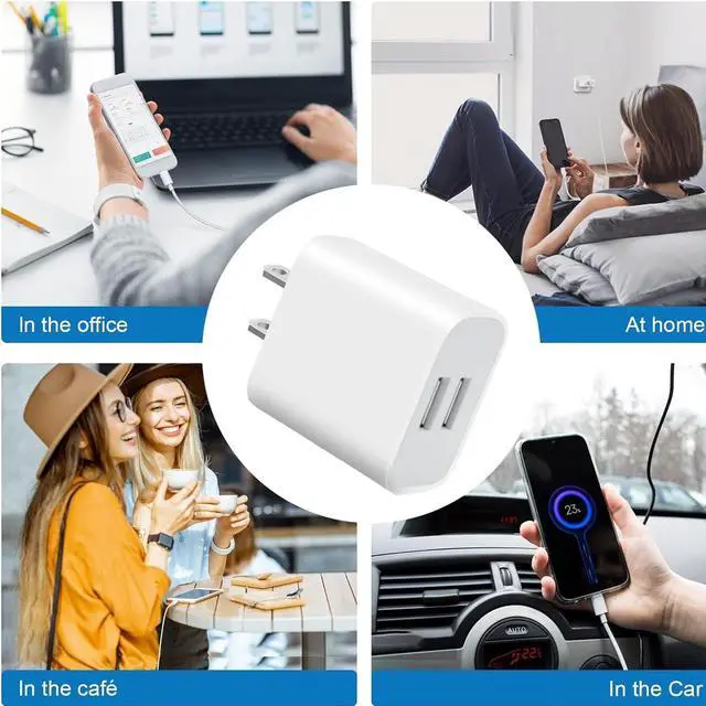 Alt view image 6 of 7 - USB Wall Charger,5 Pack Dual Port Plug Adapter for Wall Outlet Charging Block,USB Power Adapter for iPhone 14/13/12/11 Pro/Pro Max,XS/XR/X,Galaxy,Pixel, Moto and Android Phones (Off-White)